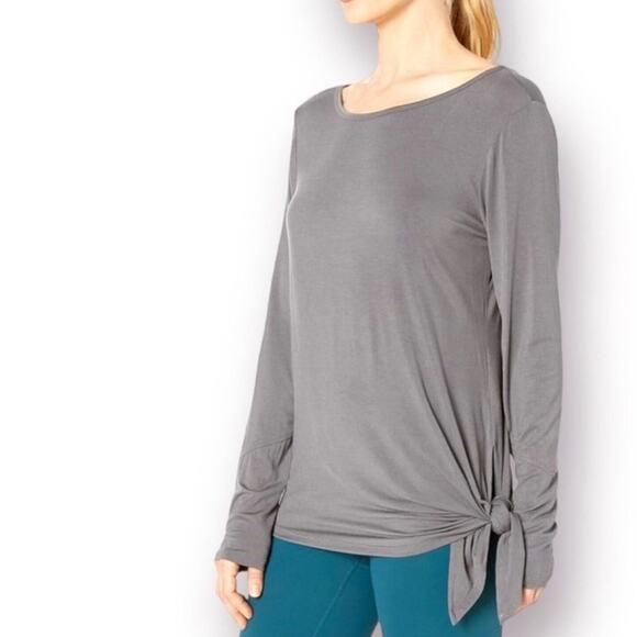 prAna Olson Top Boho Long Sleeve Backless Buttery Soft Style Small Dark Grey - Picture 2 of 10